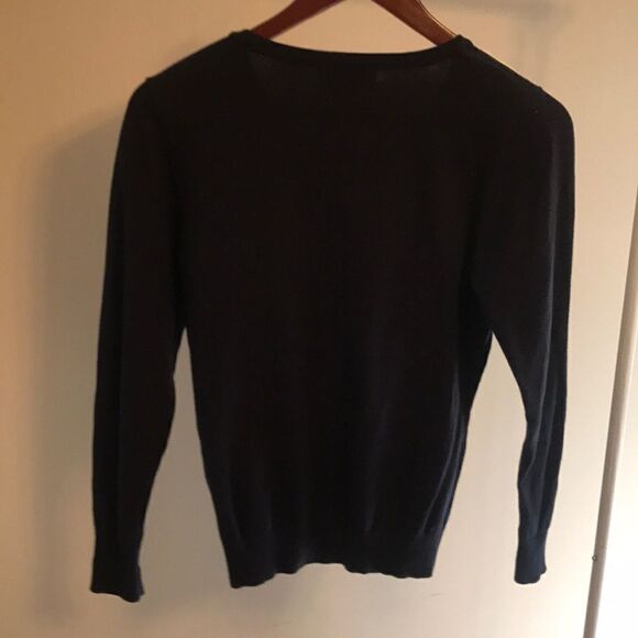 Top Knits Navy w White Ribbon Trim Cardigan - SM - Picture 6 of 7